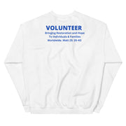 Dreams Come True Volunteer White Unisex Sweatshirt
